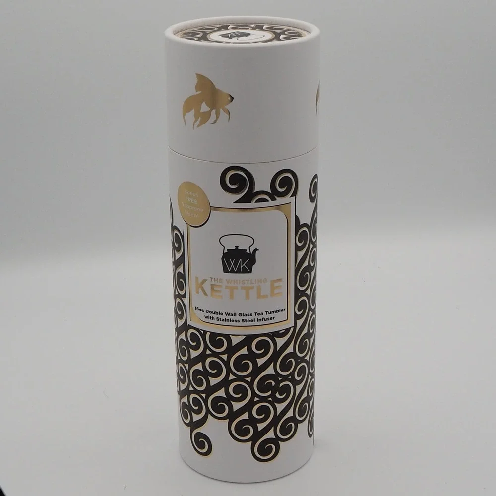 Whistling Kettle Tea Tumbler 16oz Double Wall Glass Tea Tumbler Infuser Koi Fish